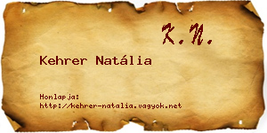 Kehrer Natália névjegykártya